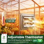 ecoCalm Solar Exhaust Fan 12“ for Greenhouse with Smart Thermostat, Battery