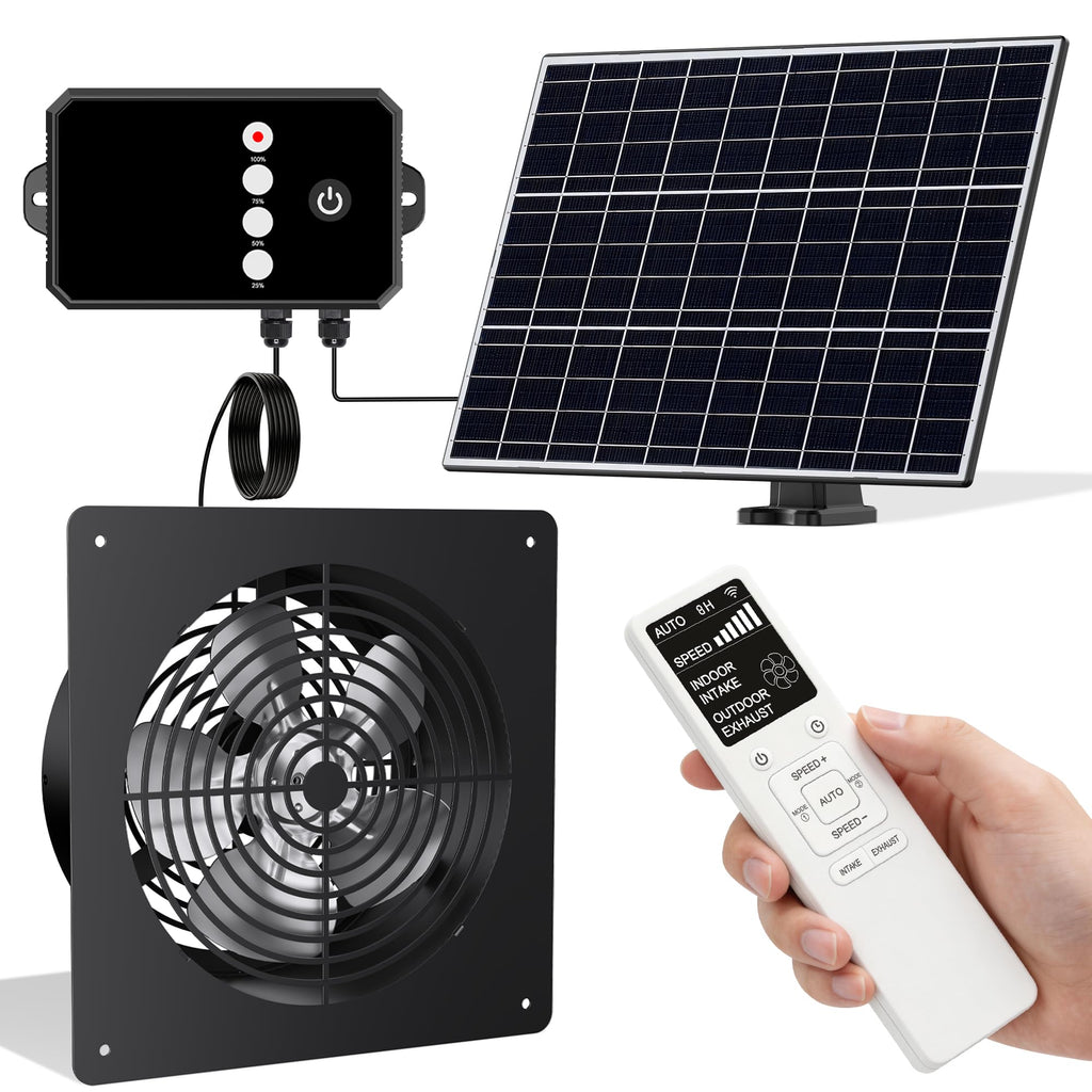Solar Powered Fan for Chicken Coop with Remote 3 Modes, Intake & Exhaust