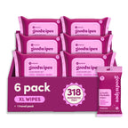 goodwipes Flushable Butt Wipes - Vitamin E & Aloe - Sewer & Septic Safe - Extra Large Adult Wet Wipes For Women & Men - Bathroom Essentials - Rosewater, 318 Count (6 Packs + 1 Travel)