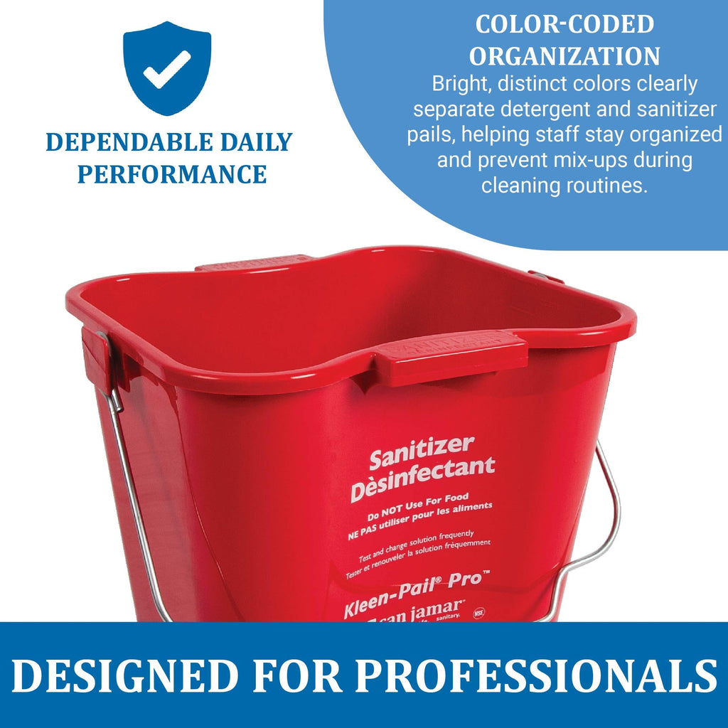 San Jamar Kleen-Pail Pro, Bucket with Handle for Cleaning Products in Commercial and Home Setting, 6 Qts, 12 Count, Red