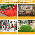 LOVMOR 6PCS Gold Stanchion Posts Queue, 38 Inch Red Velvet Rope, 5 FT Red Carpet Ropes and Poles, Crowd Control Barriers Queue Line Rope, Barriers for Party Supplies