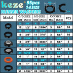 KEZE 780 PCS Rubber Washer Assortment Kit 14 Size Water Hose Washers and 18 Size Nitrile O Ring Washers Set for Outside Faucet Spigot Garden Hose Pressure Washer Plumbing Repair OD 5-33MM
