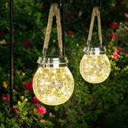 ROSHWEY Solar Lantern, 2 Pack Outdoor Lanterns with 30 LED Waterproof Garden Decor Patio Solar Lights Outdoor Decorative Backyard Outdoor Hanging, Warm Light