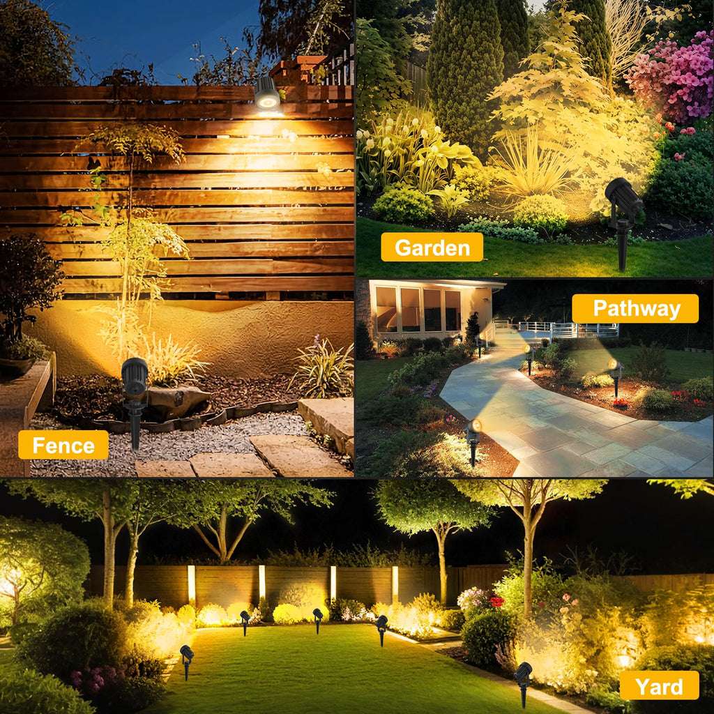 T-SUNUS Solar Spot Lights Christmas 6-in-1 Outdoor Warm White 3000K Landscape Spotlight IP65 Waterproof Separated Panel Spotlights with 9.8ft Cable Auto On/Off for Tree Lawn Driveway Pathway Halloween