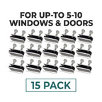 Window Locks, 15 Pack for Vertical and Horizontal Windows, Sliding Locks, Adjustable Aluminum Stoppers, Window Security, No-Drill Install, Fits Tracks up to 3/16" Wide