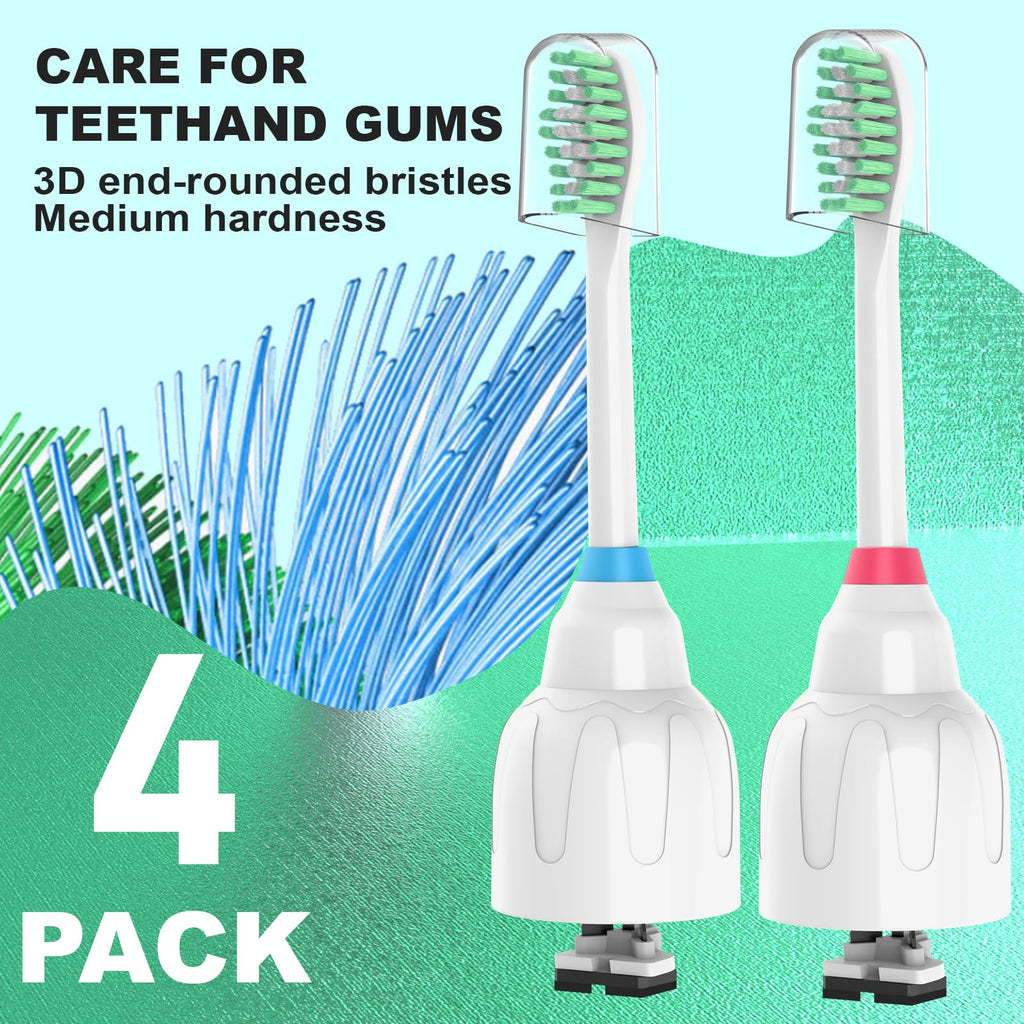 Replacement Toothbrush Heads for Philips Sonicare E Series, Compatible with Sonicare Essence Elite Advance CleanCare Screw-on Electric Toothbrush HX7022/66 HX7023/64, HX7023/30, 4 Pack