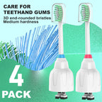 Replacement Toothbrush Heads for Philips Sonicare E Series, Compatible with Sonicare Essence Elite Advance CleanCare Screw-on Electric Toothbrush HX7022/66 HX7023/64, HX7023/30, 4 Pack