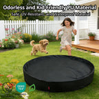 QH.HOME[2026 Upgrade 500D Thickened] 63-64 inch Kiddie Pool Cover Round, Collapsible Dog Pool Cover with Super Windproof Dual-Drawstring, Odorless Waterproof Fabric Material - Only Cover