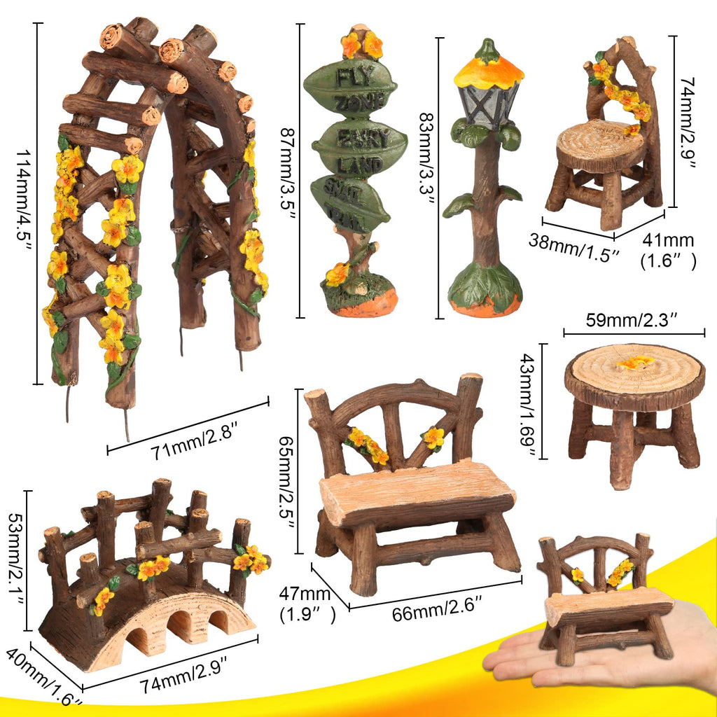 Fairy Garden Accessories, LATTOOK 8PCS Miniature Table and Chairs Set Fairy Garden Furniture Ornaments Kit for Home Outdoor Micro Landscape Decoration