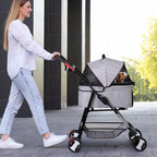 Epetlover 4 Wheels Dog Stroller with Detachable Carrier Folding Pet Strolling Cart for Small Medium Cats Puppies with Storage Basket Cup Holder, Gray