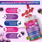 Kids Magnesium Glycinate Gummies - Magnesium Supplement Gummies with L-Theanine, Chamomile, Licorice, Vitamin B6, D for Kids & Adults Sleep, Stress, Muscle Relief & Nerve Bone - Sugar Free Grape 60ct
