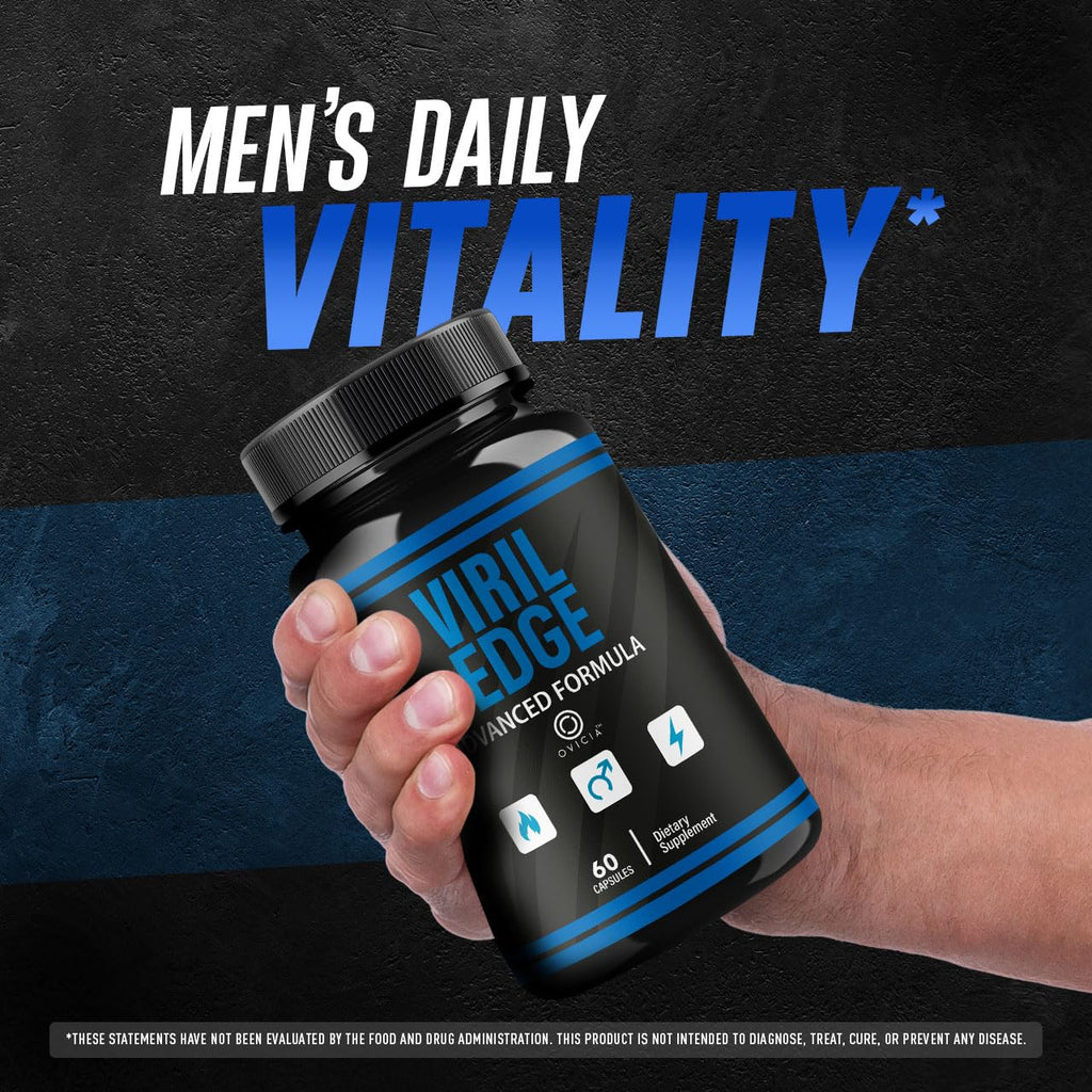 (3 Pack) Viril Edge For Men Capsules - Official VirilEdge Pills Advanced Support For Maximum Strength, All Natural Ingredients Premium Vitamins For Overall Health & Wellness, 180 Capsules For 3 Months