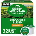 Green Mountain Coffee Roasters Breakfast Blend, Single-Serve Keurig K-Cup Pods, Light Roast Coffee Pods, 32 Count