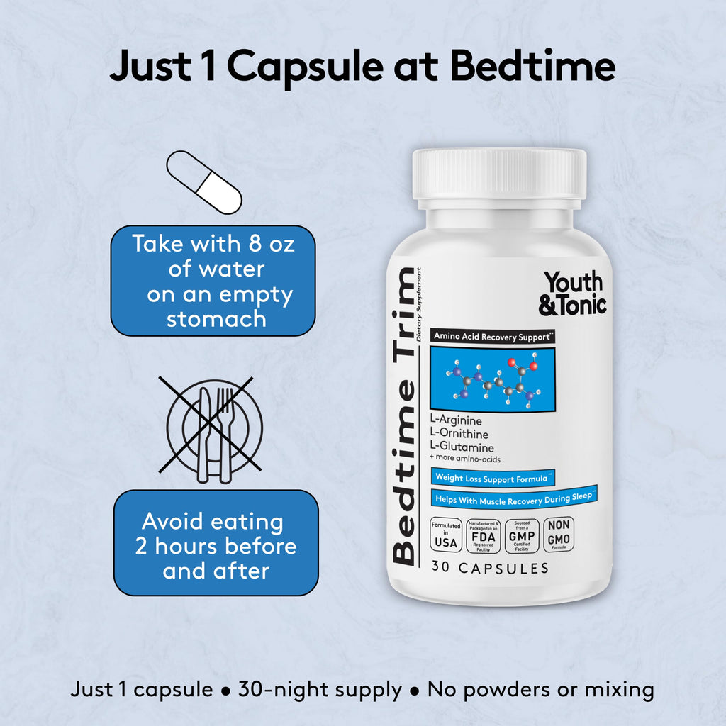 Youth & Tonic Bedtime Trim Weight Loss Pills, Nighttime Metabolism Support