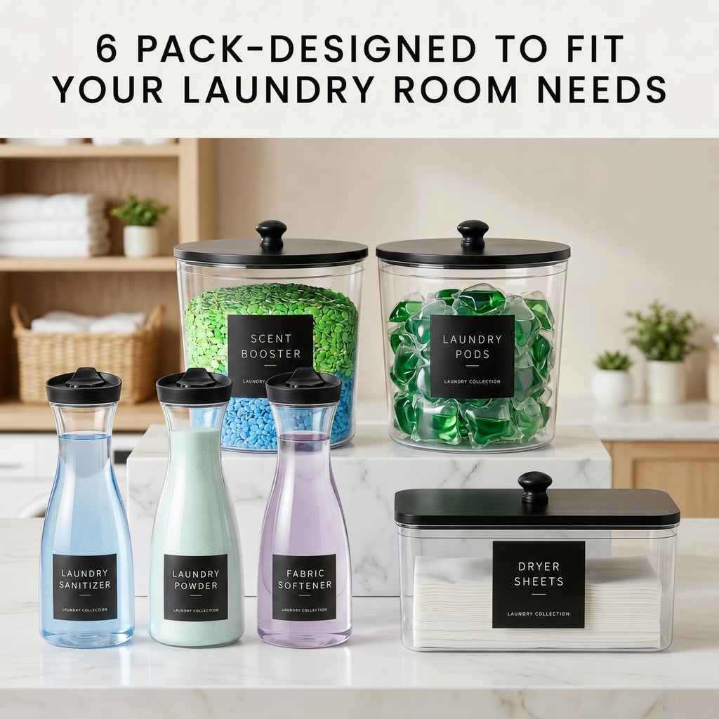 Laundry Room Organization Set, 3 Laundry Containers, 3 detergent dispenser