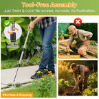 EOMEOH Crack Weeder, 3-in-1 Stainless Steel Weeding Tool with 60" Long Handle - Stand Up Weeder for Driveway, Sidewalk & Deck Crevices - No Bending, Tool-Free Assembly