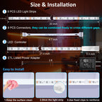 LAFULIT 8 PCS RGB Under Cabinet Lights Kit, App and Remote Control Led Strip Lights, Music Sync Color Changing Led Lights, Plug in Light for Cabinet, Counter, Shelf, Bookcase, 13ft