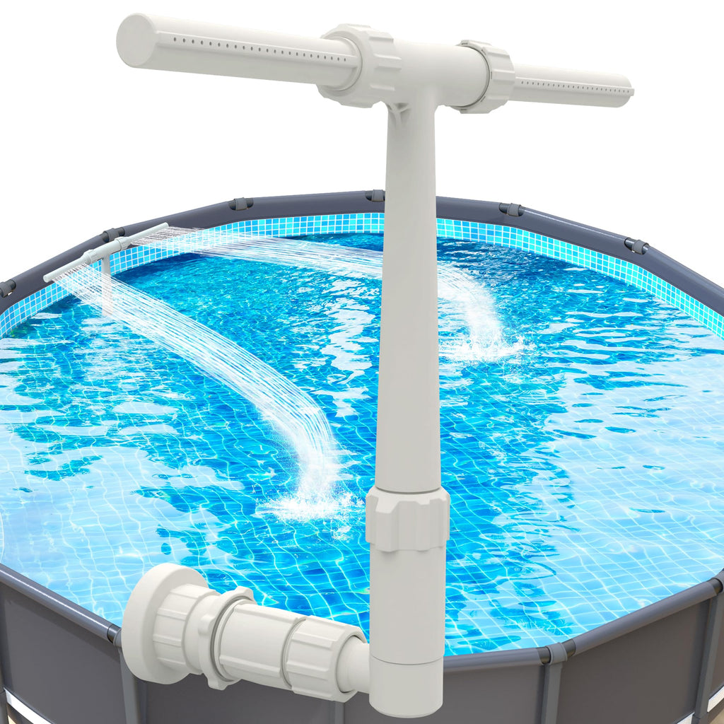 Pool Fountain for Above and In-Ground Pools, Dual Spray Waterfall Sprinkler Fountain, Above Ground Pool Accessories, Adjustable Waterfall Cooling and Relaxation