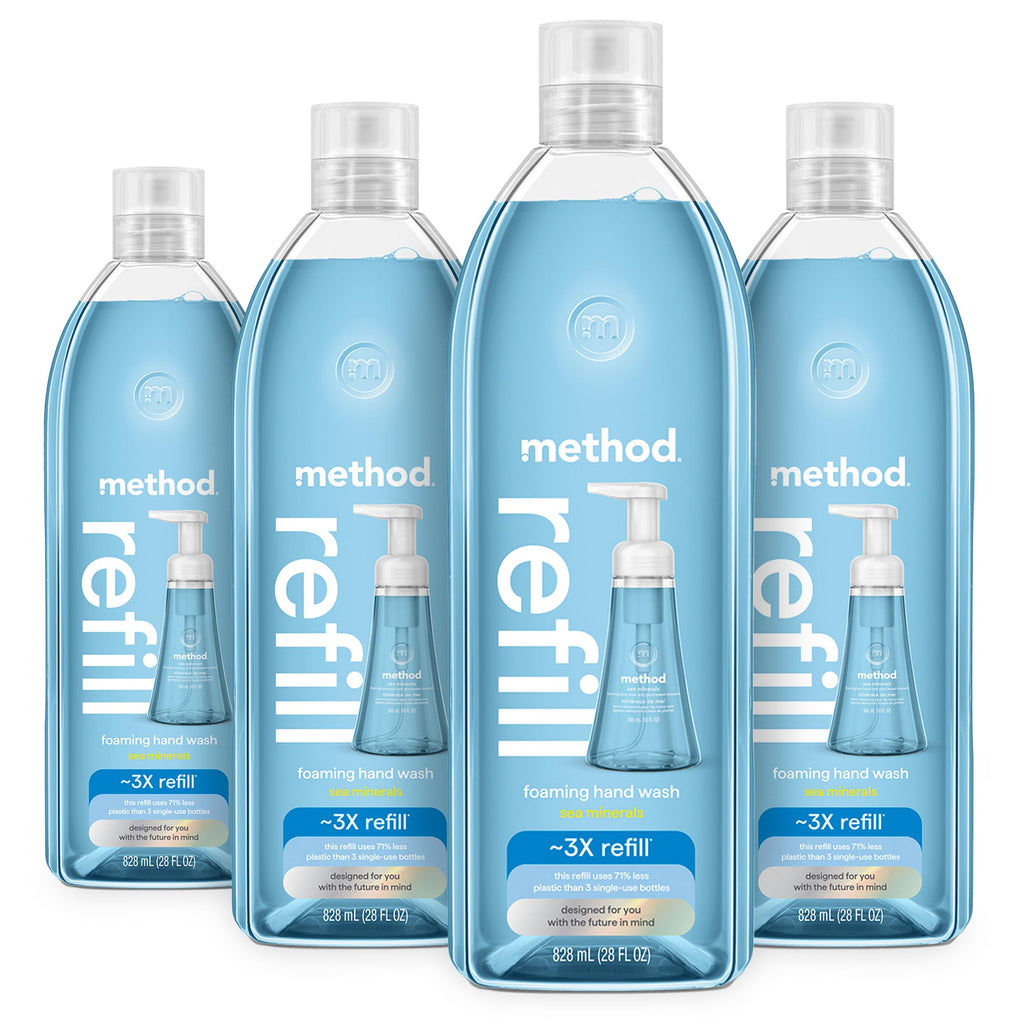 Method Foaming Hand Soap Refill, Sea Minerals, Recyclable Bottle, 28 fl oz (Pack of 4) (Packaging May Vary)