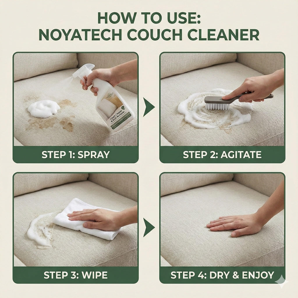 NOYATECH Couch Cleaner and Stain Remover Spray – Professional Strength, Multi-Surface Fabric and Upholstery Cleaner – Pet-Safe, Non-Toxic, Quick-Drying for Couches, Sofas & Car Interiors (combo)