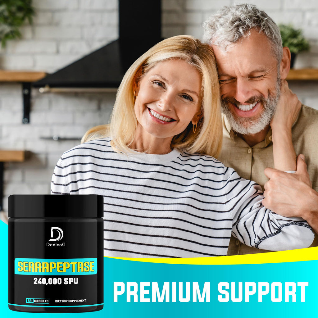 DEDICAD Serrapeptase Supplement 240,000 SPU - 150 Capsules for Smooth Breathing, Heart Health & Immune System Support - 75-Serving Supply