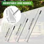 BARAYSTUS Hoe Garden Tool, 2-in-1 Garden Hoe & Weed Rake, 29.5"-57.7" Adjustable Long Handle, Stainless Steel Cultivator for Weeding, Digging, Loosening Soil, Planting & Root Removal