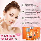 6-Piece Hydrating Skincare Set with Vitamin C & Niacinamide, Face Care Kit Includes Toner, Serum, Cleanser, Moisturizer, Eye Cream & Body Lotion | Valentine’s Day Gift for Women