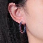 CiNily 4th of July Hoop Earrings for Women 925 Sterling Silver Post Earring