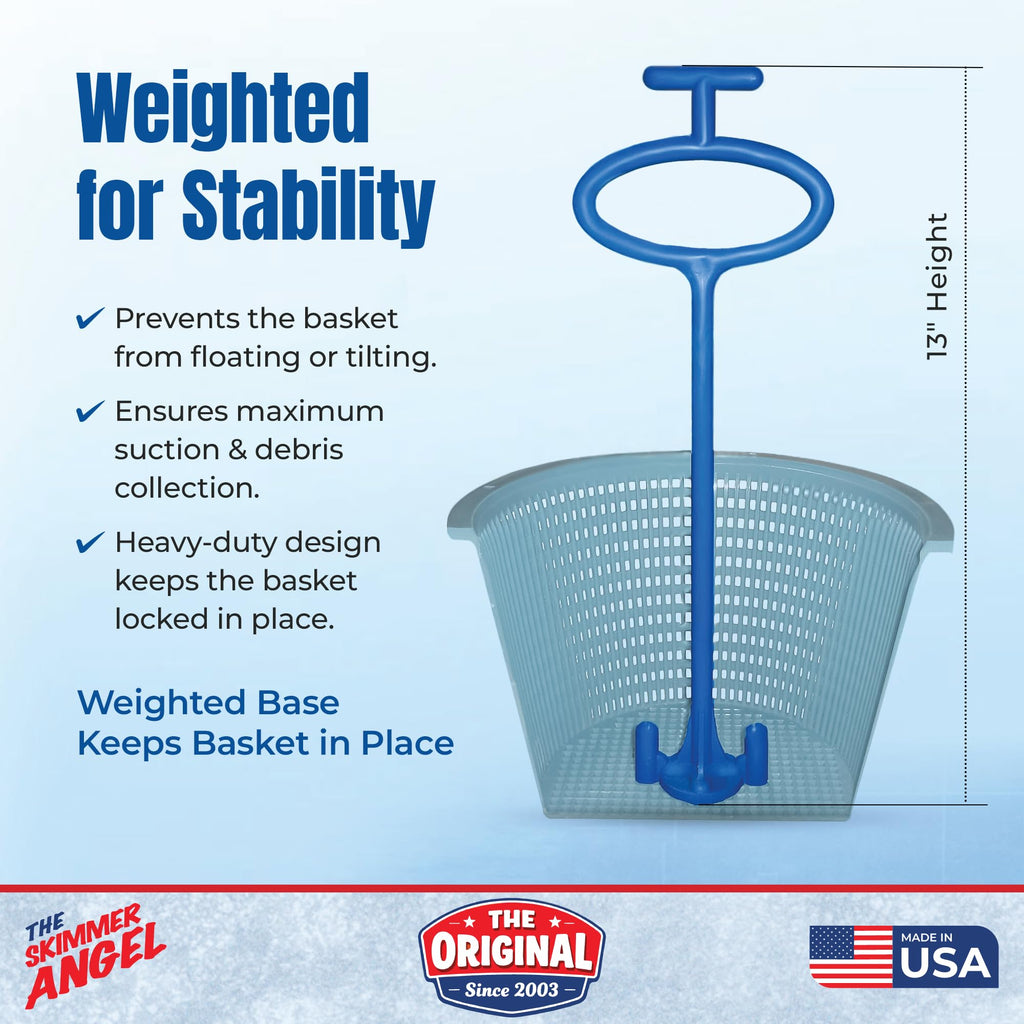 Skimmer Angel Pool Skimmer Basket Handle & Lifter | Lift Your Basket Without Touching the Mess | Fits Any Standard Skimmer Basket | Made in USA