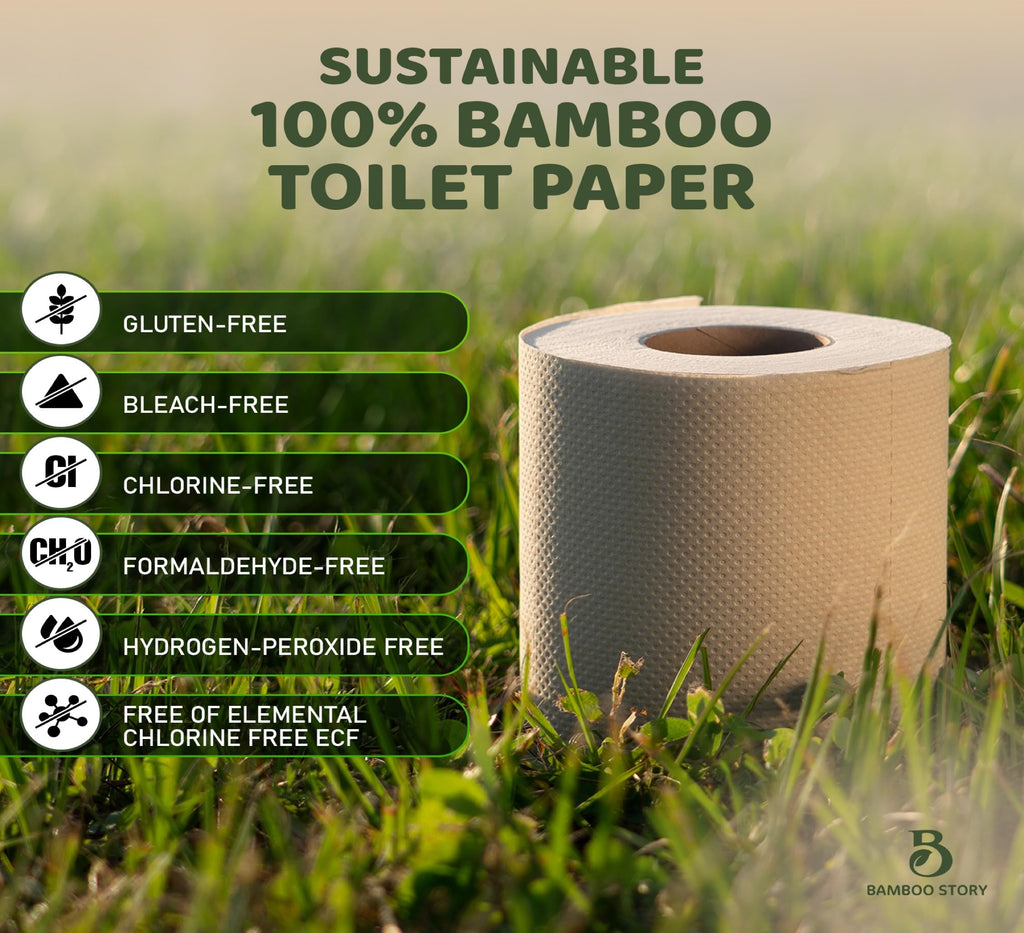 Bamboo Story, Bamboo Toilet Paper Unbleached, 24 Rolls, 3 Ply and 300 Sheets Bamboo Toilet Tissue - FSC Certified, Biodegradable, Chemical Free, Plastic Free, BPA Free, Septic Safe Toilet Paper