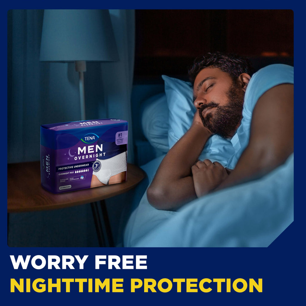 Tena Men Protective Incontinence Underwear for Men, Overnight Max, XL, 56 Count (Waist Size 45in-58in)