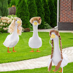 TAKEALOOKO 3 Pcs Porch Goose Wigs with Hair Clips - Cute Goose Outfits Braid Wig Accessories Garden Geese Statue for Funny Lawn Outdoor Patio Yard Goosey Decoration