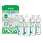 Dr. Brown's Anti-Colic Options+ Narrow Glass Baby Bottle, 4 oz/120 mL, with Level 1 Slow Flow Nipple, BPA-Free, 0m+, 4 Pack