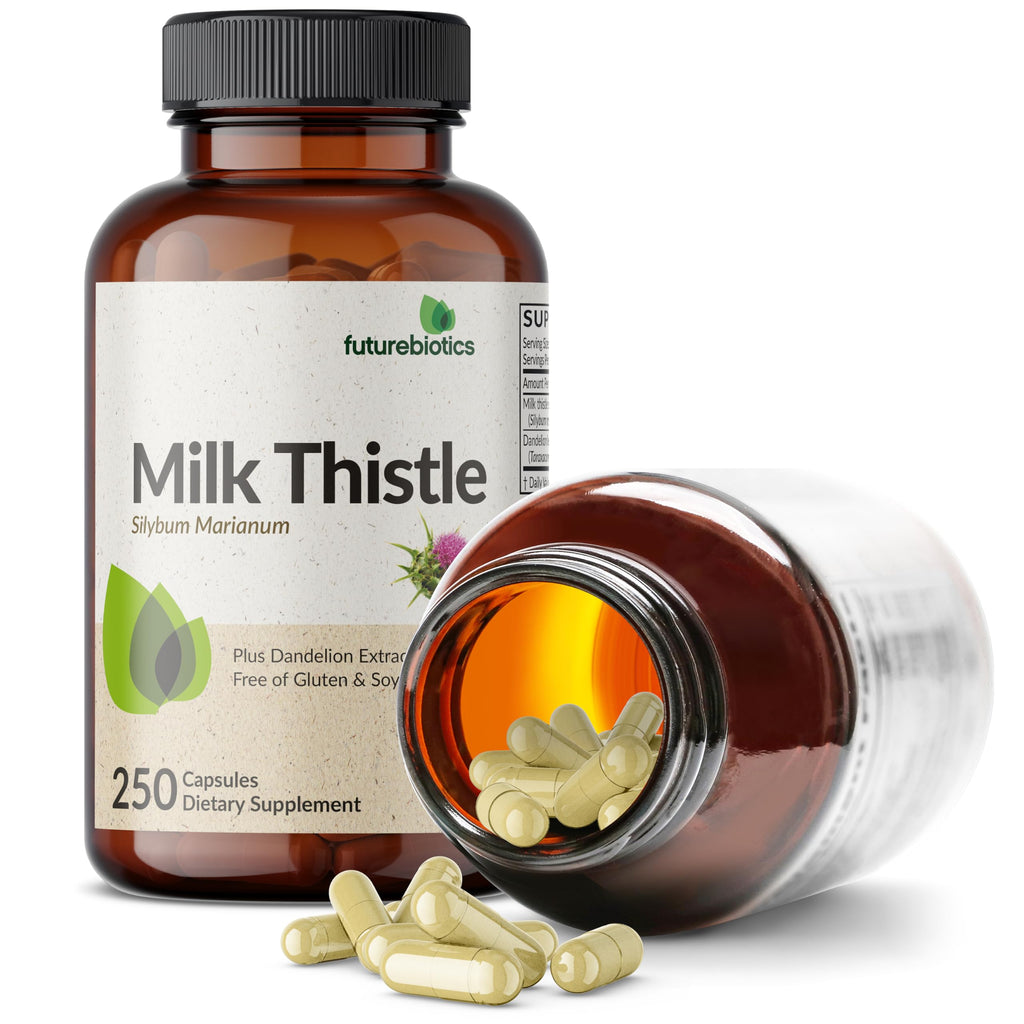 Futurebiotics Milk Thistle Silymarin Marianum & Dandelion Extract Liver Health Support, Antioxidant Support, Detox, 250 Capsules
