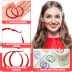 Sasylvia 16 Pairs Colored Hoop Earrings for Women,Classic Style