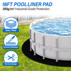 REGMICS 18ft Round Above Ground Pool Pad, 300G/M² (9oz/yz²) Heavy Duty Pool Mats for Floor, Seamless Puncture Resistant Under Pool Mat, Professional Ground Protector for Gravel & Concrete, Black