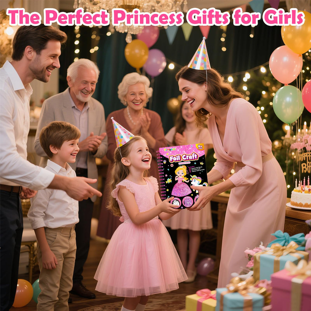 FUNNYB&G Foil Art Craft Kit for Kids, Princess Birthday Gift Toy for Girls