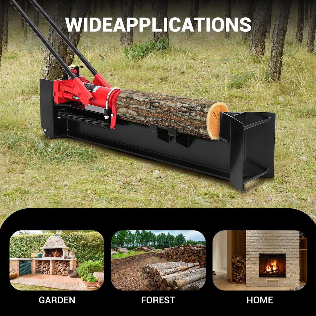 GarveeTech 12 T Hydraulic Log Splitter Wood Cutter, Manual Log Splitter with Horizontal Full Steel Beam & Built-in Wheel