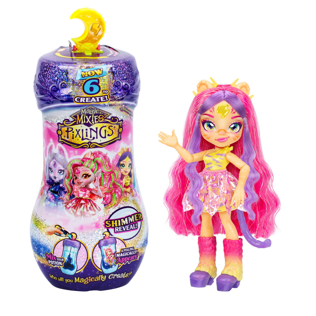 Magic Mixies Pixlings Shimmerverse Series, Create & Mix A Magic Potion to Reveal Tiggz The Tiger Pixling, Watch As This Beautiful 6.5" Fashion Doll Appears Inside The Potion Bottle
