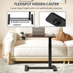 FLEXISPOT H7 Adjustable Overbed Bedside Table with Wheels Pneumatic Mobile Standing Desk Laptop Desk Rolling Computer Cart Movable Table Hospital Home Use(27.6" W x 15.7" D, Mahogany Table)