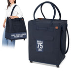 CleverMade Hauler Rolling Tote Bag, 90L Collapsible Portable Shopping Cart with Wheels for Groceries, Laundry, Organization – Utility Tote with 75 lb Capacity, Basket with Wheels, Leeward Navy