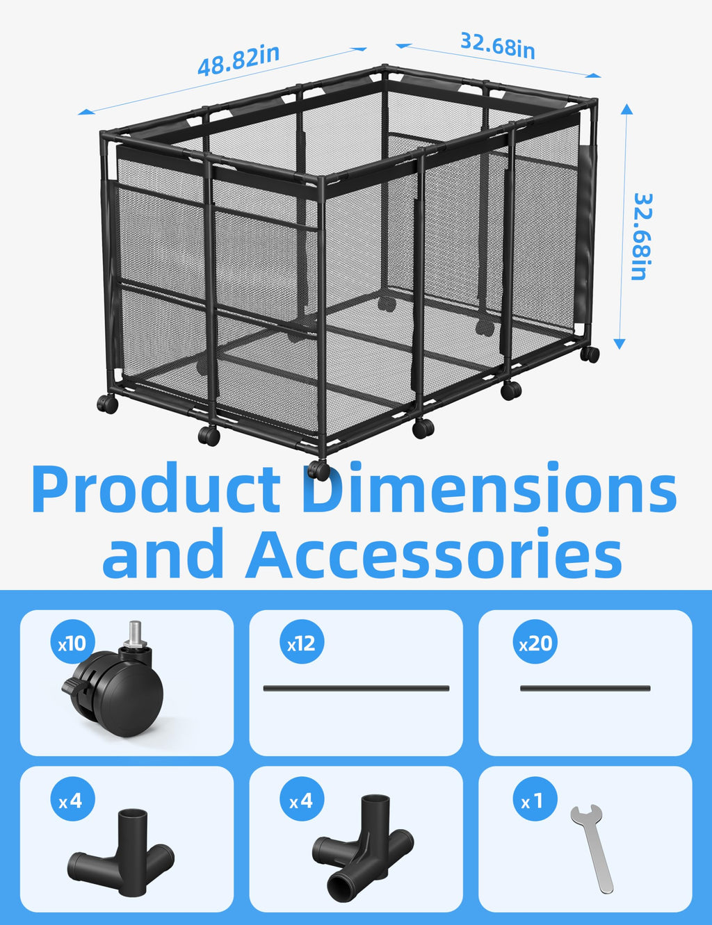 POOLHOUR Pool Float Storage – Outdoor Pool Toy Storage Organizer for Pool Noodles, Toys, Floats, Balls,Equipment, Mesh Rolling Storage Organizer Bin, Black