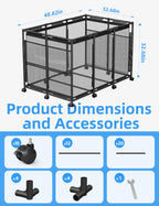 POOLHOUR Pool Float Storage – Outdoor Pool Toy Storage Organizer for Pool Noodles, Toys, Floats, Balls,Equipment, Mesh Rolling Storage Organizer Bin, Black
