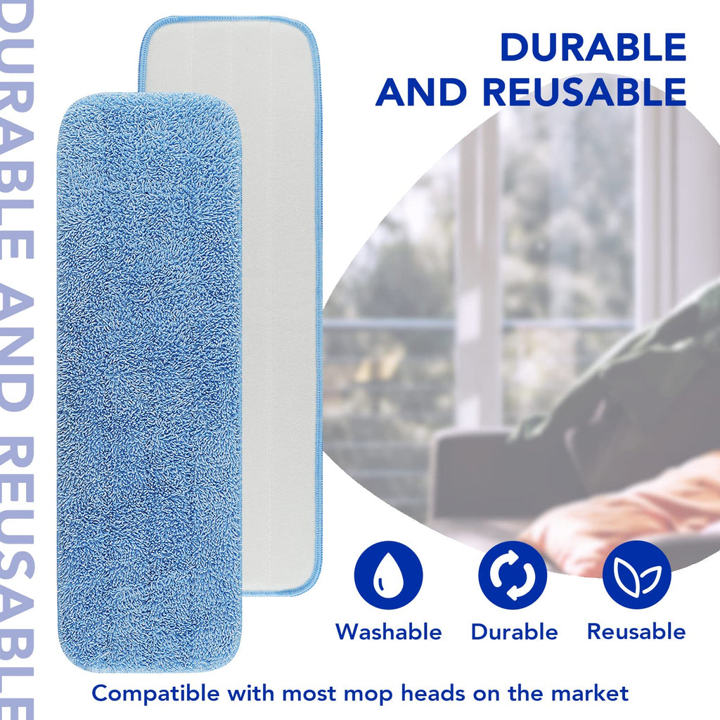 Replacement Mop Pads Fit for Rubbermaid Commercial 18" and 17" Mop - 10 Pack Wet & Dry Commercial Cleaning Reusable Refills Fit for Any Flat System 17 and 18 Inch