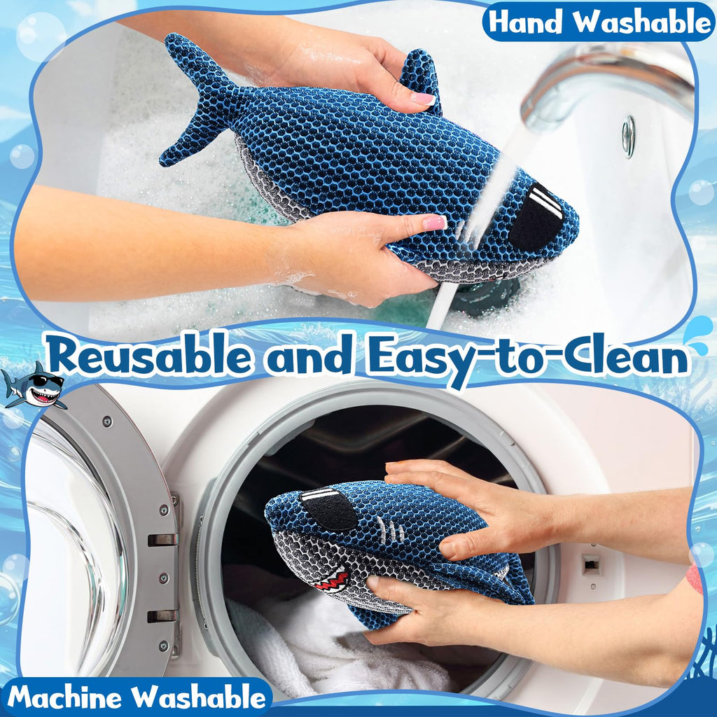 ZYIDBNG Shark Hot Tub Scum Absorber Reusable Washable Hot Tub Sponge Scum Absorber for Spa Hot Tub Oil Scum Absorber Spa Accessories for Adults (2 Pack, Shark)