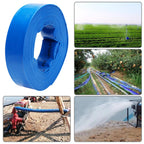 DERPIPE Lay-Flat Pool Backwash Hose - 1.5" x 50Ft Reinforced Heavy Duty PVC Discharge Hose Weather-Proof Vinyl Pool Drain Hose for Water Transfer with 2 clamps