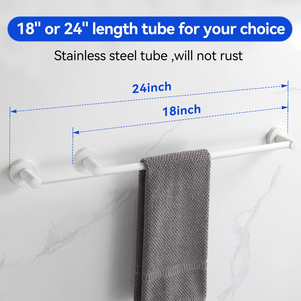 BGL Bathroom Accessories Set 4-Pieces White Zinc Alloy Wall Mounted Towel Racks for Bathroom