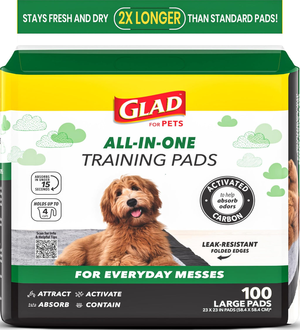 Glad for Pets, Activated Carbon Disposable - Dog Pee Pads, 100 Count Large