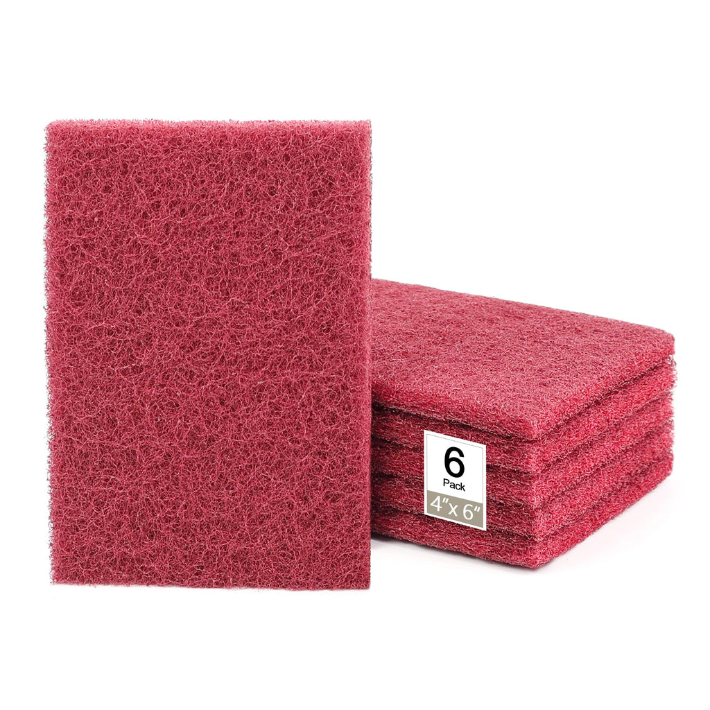 QZATTCAEN 4" x 6" Scuff Pad Maroon 6 Pack - Scuffing, Scouring, Sanding, Paint Primer Prep Adhesion Scratch - Surface Preparation Automotive Car Auto Body Woodworking 7447