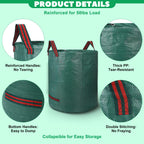 72 & 32 Gallon Reusable Yard Waste & Lawn and Leaf Bags with Handles - Tear Resistant Garden Trash Bags for Seasonal Cleanup, Patio, Lawn & Leaf Collection, Grass Clippings, Collapsible with Gloves